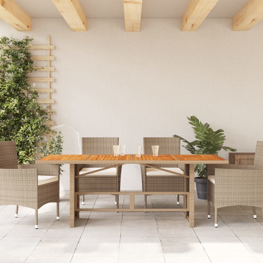 Tuintafel Met Acaciaen Blad 90X80X74 Cm Poly Rattan Beige Hout