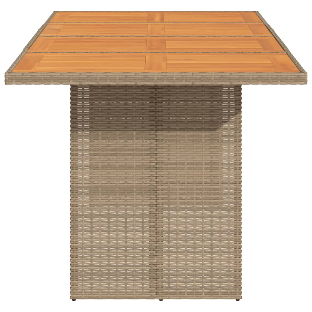 Tuintafel Met Acaciaen Blad 90X80X74 Cm Poly Rattan Beige Hout