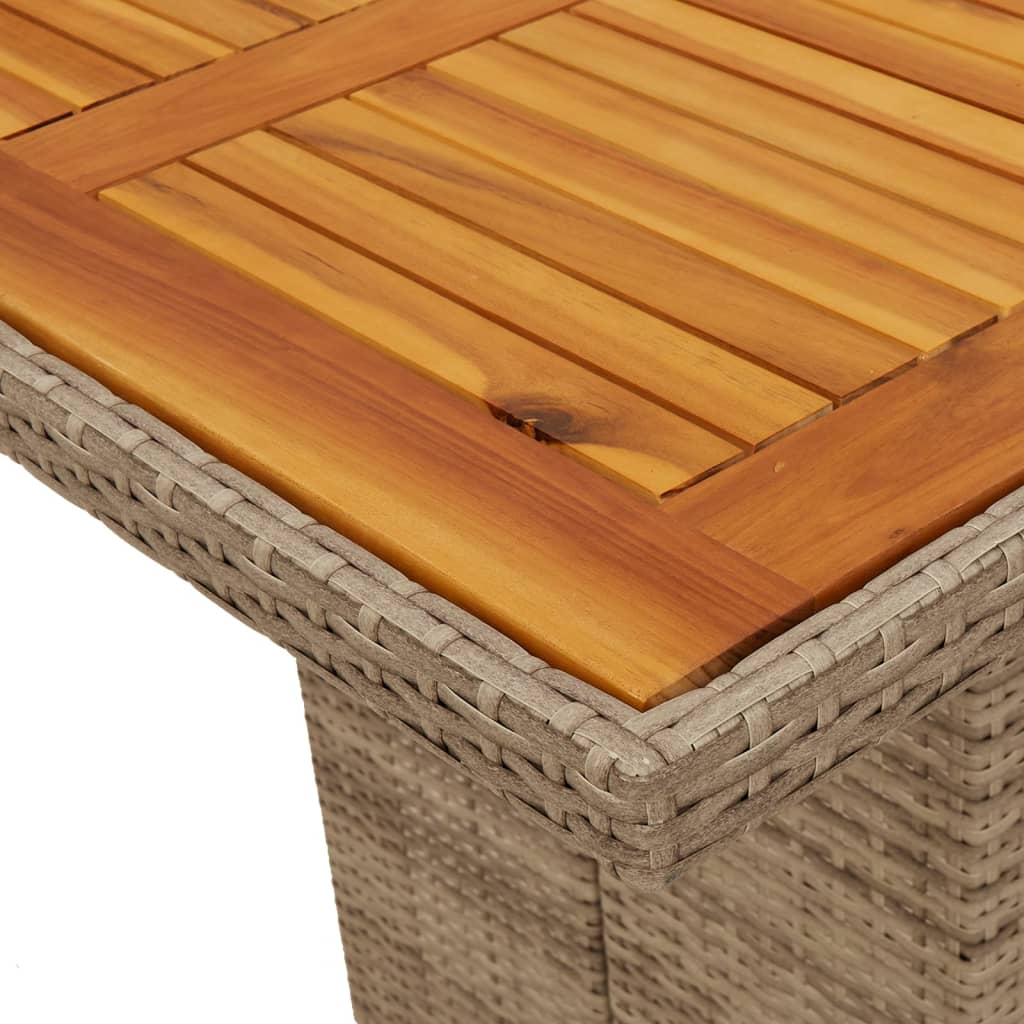 Tuintafel Met Acaciaen Blad 90X80X74 Cm Poly Rattan Beige Hout