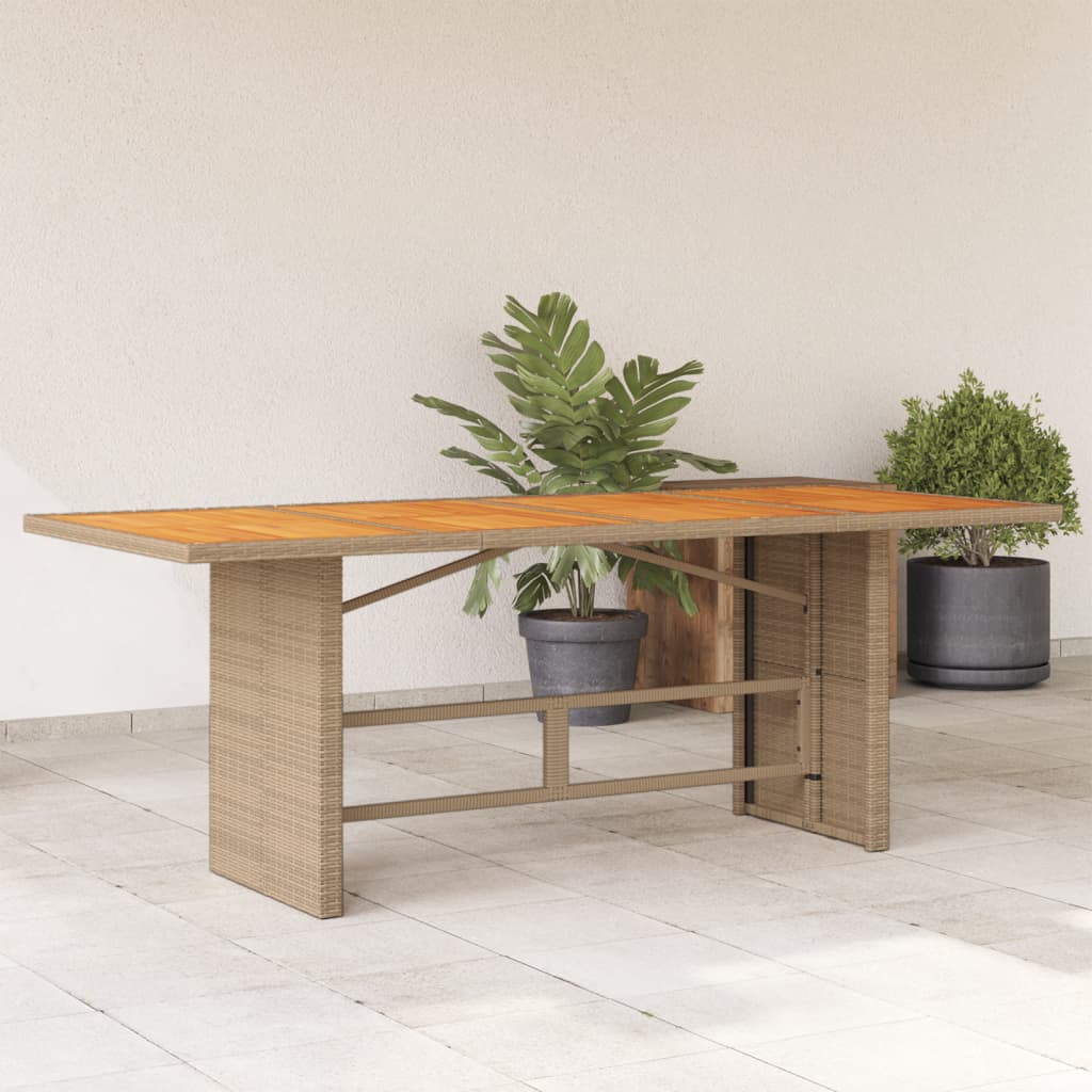 Tuintafel Met Acaciaen Blad 90X80X74 Cm Poly Rattan Beige Hout