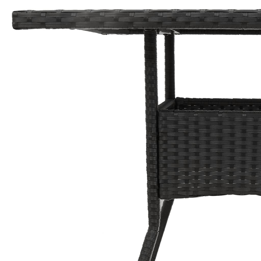 Tuintafel Met Acaciahouten Blad 80X80X75 Cm Poly Rattan Zwart