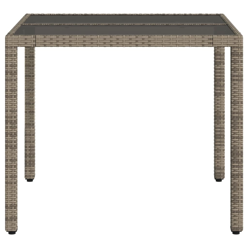 Tuintafel Met Glazen Blad 90X90X75 Cm Poly Rattan Grijs