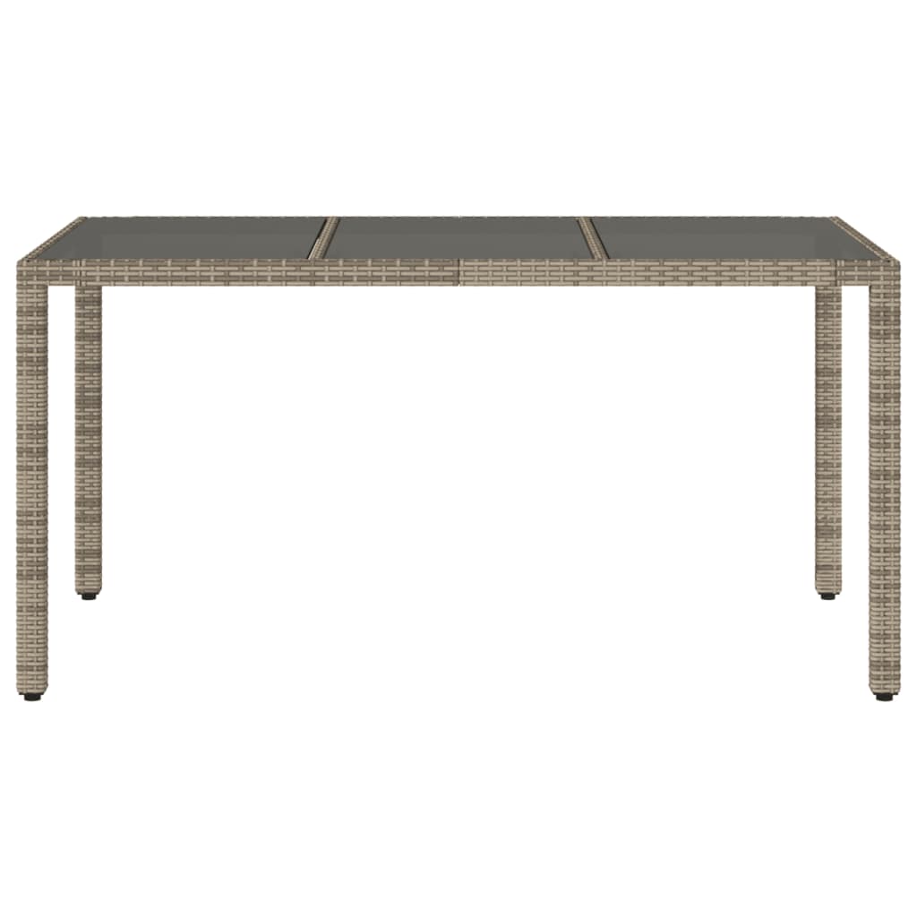 Tuintafel Met Glazen Blad 150X90X75 Cm Poly Rattan Grijs