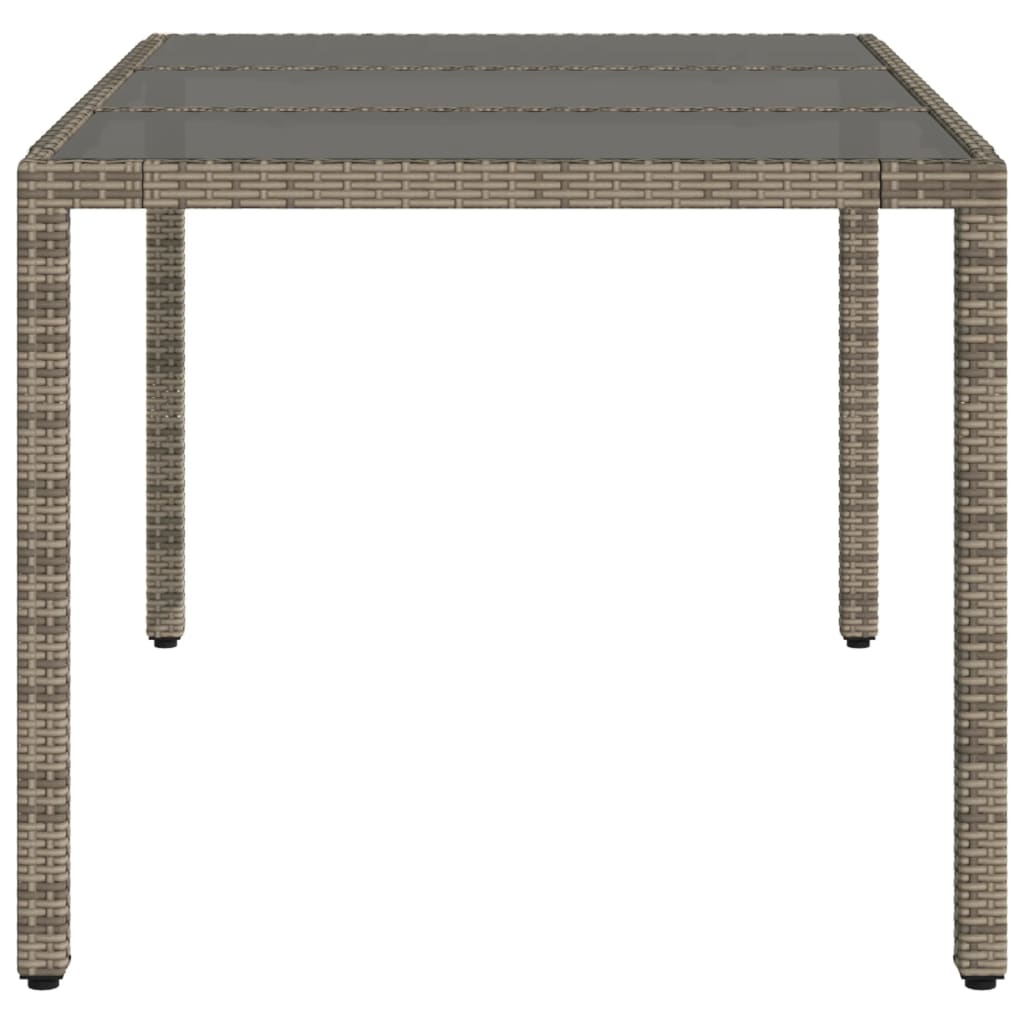 Tuintafel Met Glazen Blad 150X90X75 Cm Poly Rattan Grijs