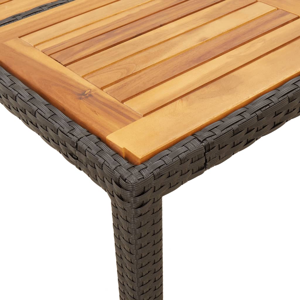 Tuintafel met acaciahouten blad 150x90x75 cm poly rattan zwart