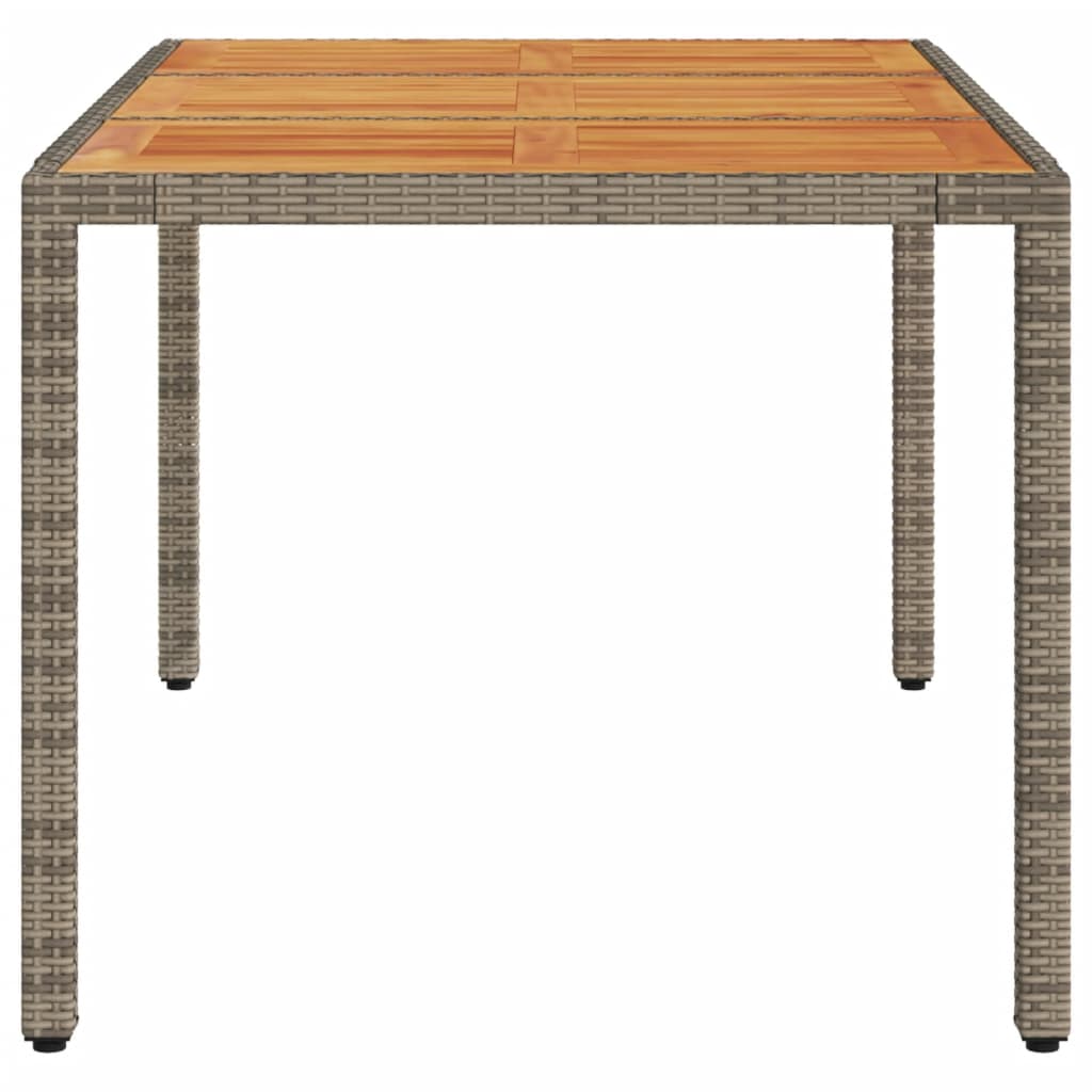 Tuintafel Met Acaciahouten Blad 150X90X75 Cm Poly Rattan Grijs