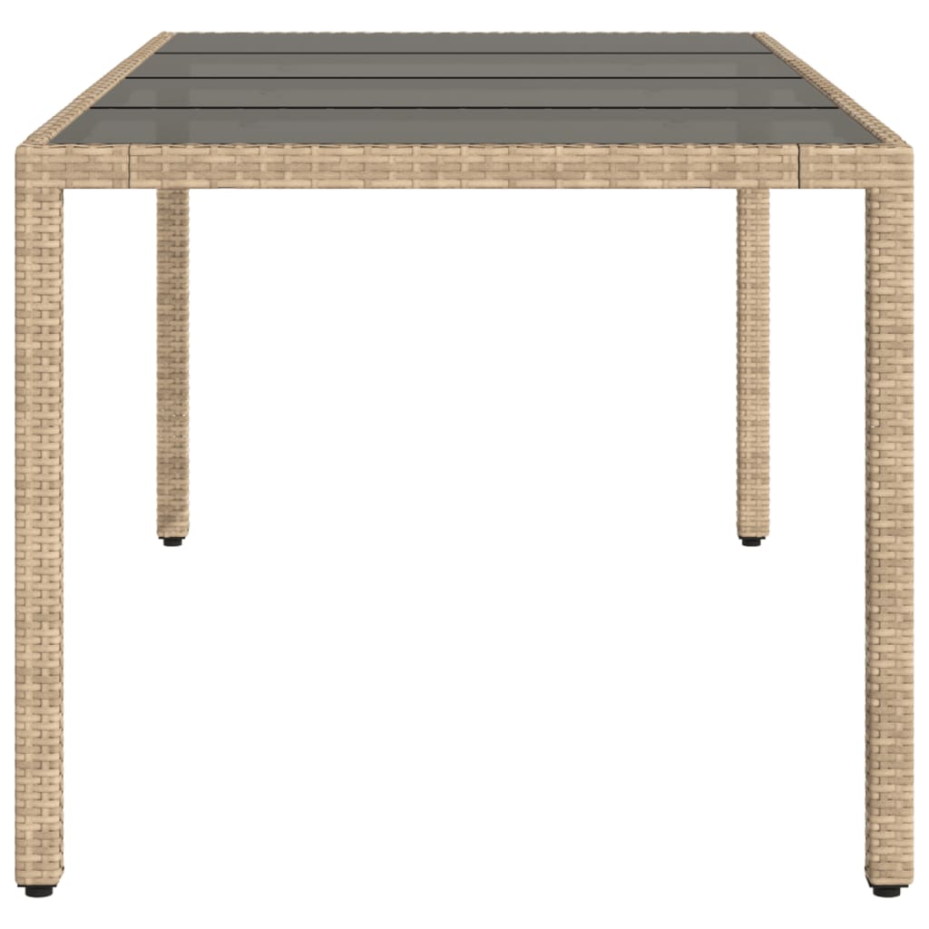 Tuintafel Met Glazen Blad 190X90X75 Cm Poly Rattan Beige