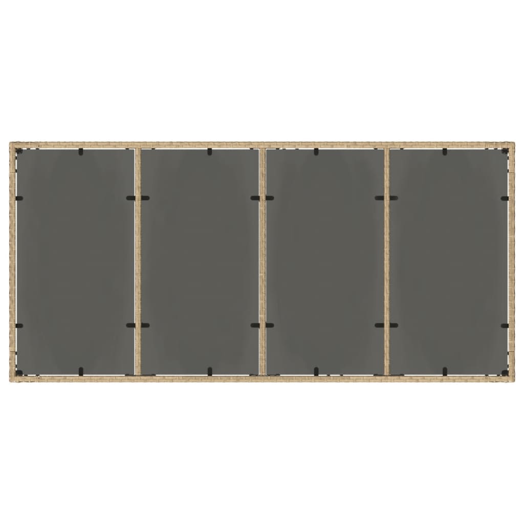 Tuintafel Met Glazen Blad 190X90X75 Cm Poly Rattan Beige