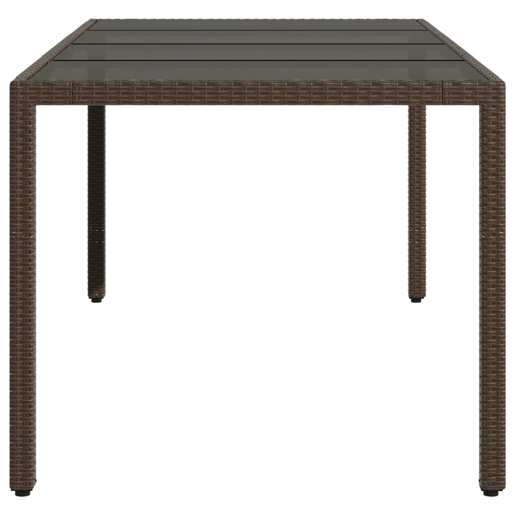 Tuintafel Met Glazen Blad 190X90X75 Cm Poly Rattan Bruin