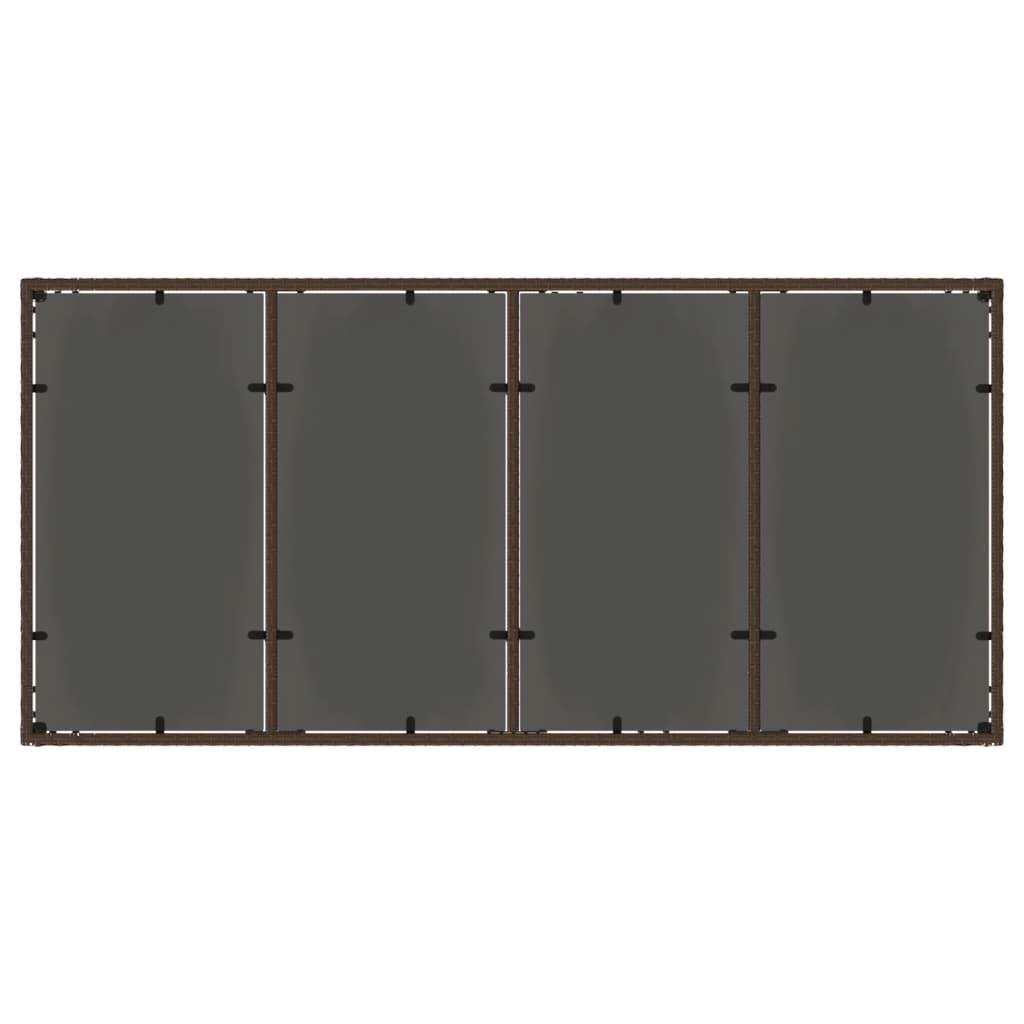 Tuintafel Met Glazen Blad 190X90X75 Cm Poly Rattan Bruin