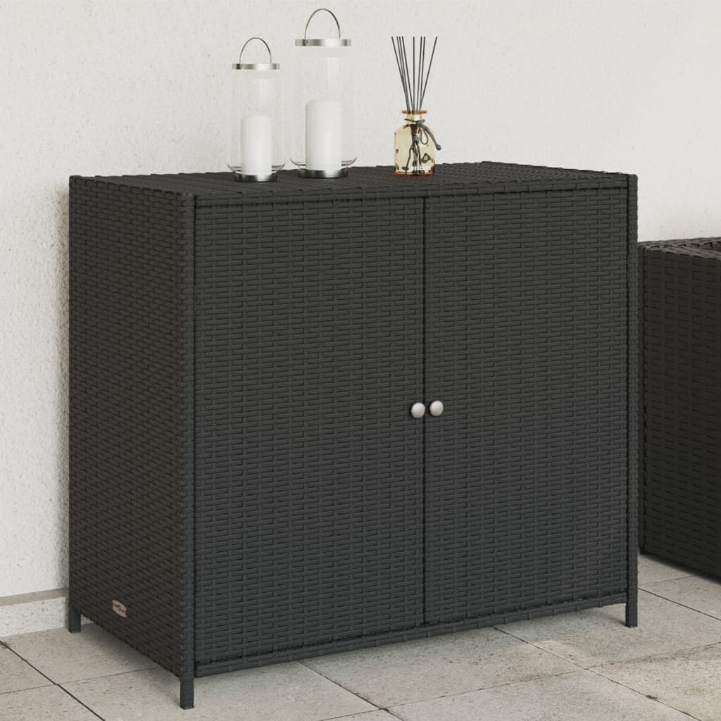 Tuinkast 83x45x76 cm poly rattan zwart