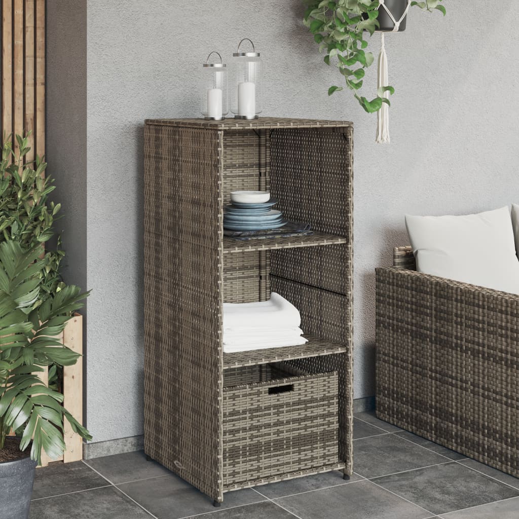 Tuinkast 50X55X115 Cm Poly Rattan Grijs