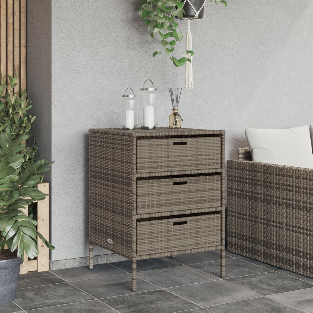 Tuinkast 55X59X80 Cm Poly Rattan Grijs 55 x 59 x 80 cm