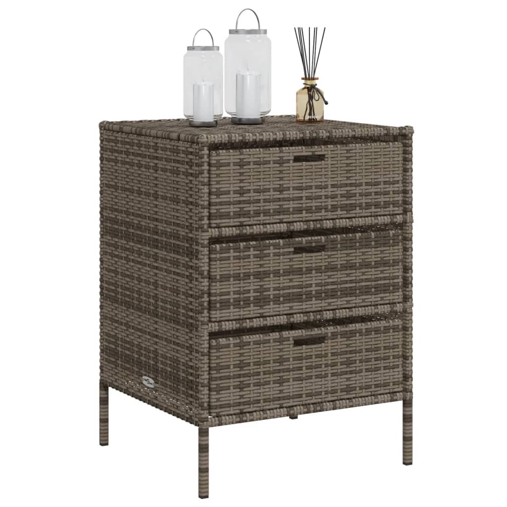 Tuinkast 55X59X80 Cm Poly Rattan Grijs 55 x 59 x 80 cm