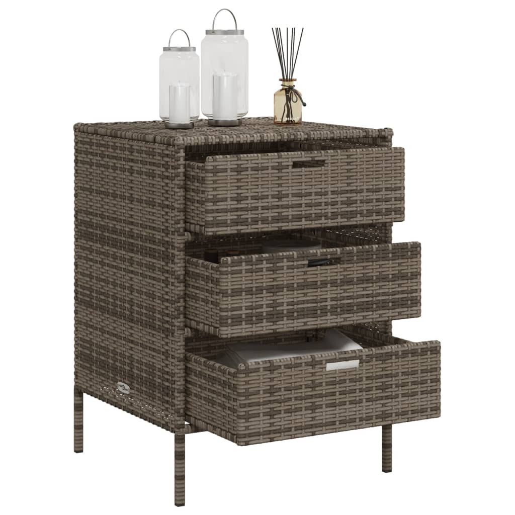 Tuinkast 55X59X80 Cm Poly Rattan Grijs 55 x 59 x 80 cm