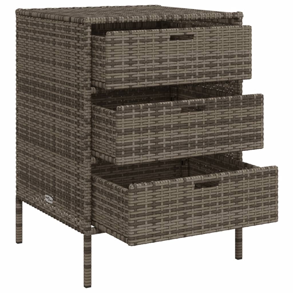 Tuinkast 55X59X80 Cm Poly Rattan Grijs 55 x 59 x 80 cm