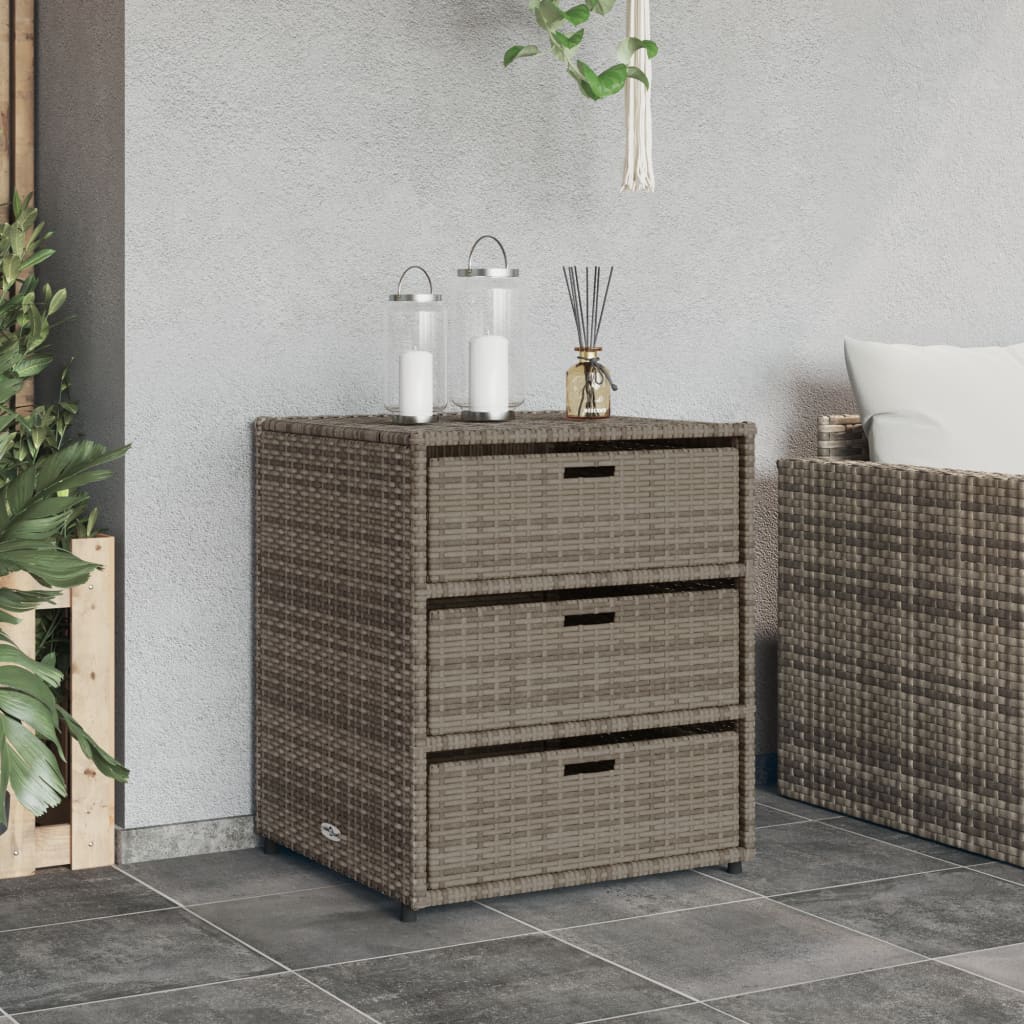 Tuinkast 55X59X69 Cm Poly Rattan Grijs 55 x 59 x 69 cm