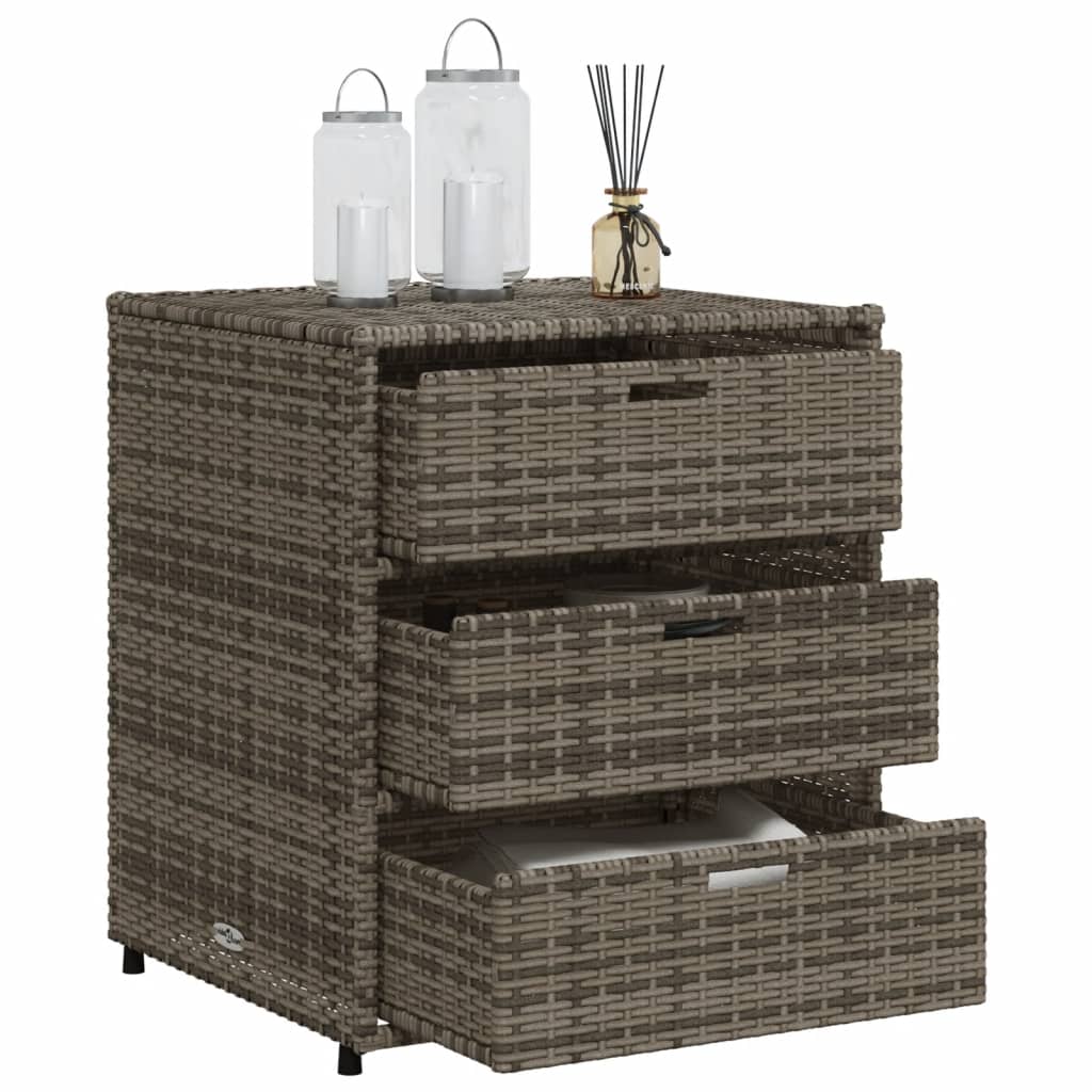 Tuinkast 55X59X69 Cm Poly Rattan Grijs 55 x 59 x 69 cm