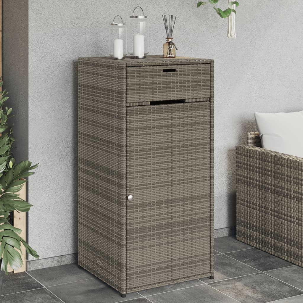 Tuinkast 55X55X111 Cm Poly Rattan Grijs 55 x 55 x 111 cm