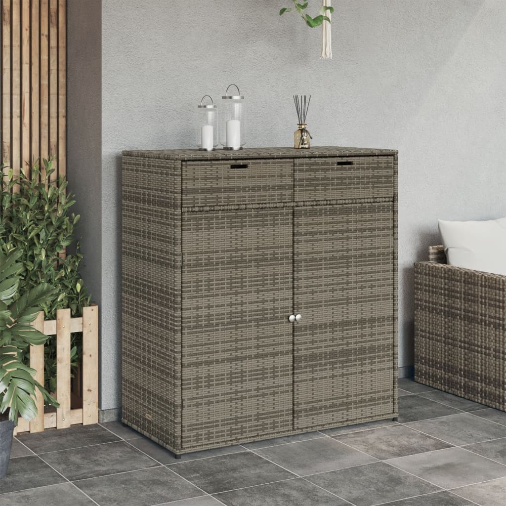 Tuinkast 105X55X113 Cm Poly Rattan Grijs 105 x 55 x 113 cm