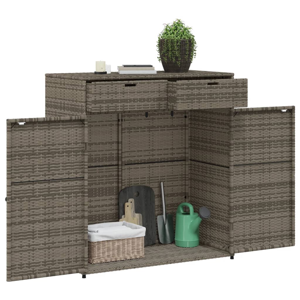 Tuinkast 105X55X113 Cm Poly Rattan Grijs 105 x 55 x 113 cm