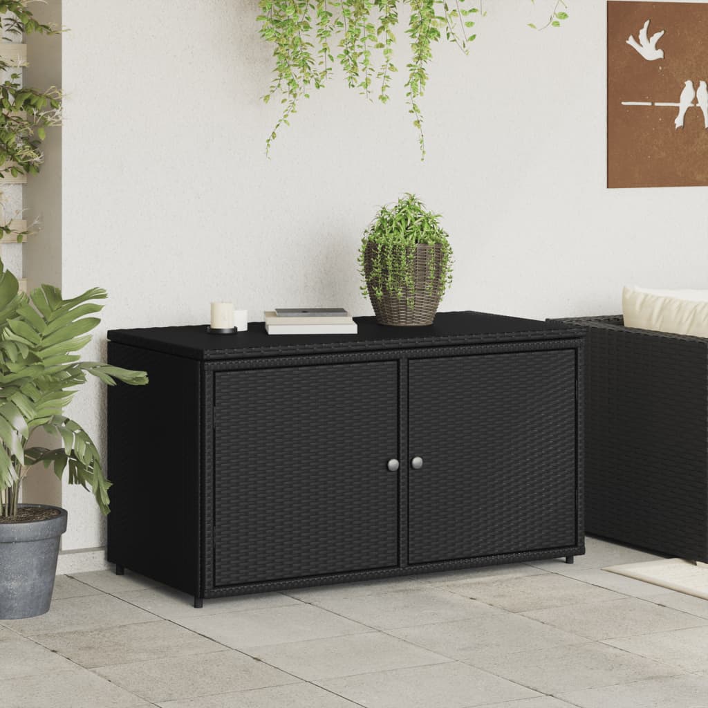 Tuinkast 110x55x60,5 cm poly rattan zwart