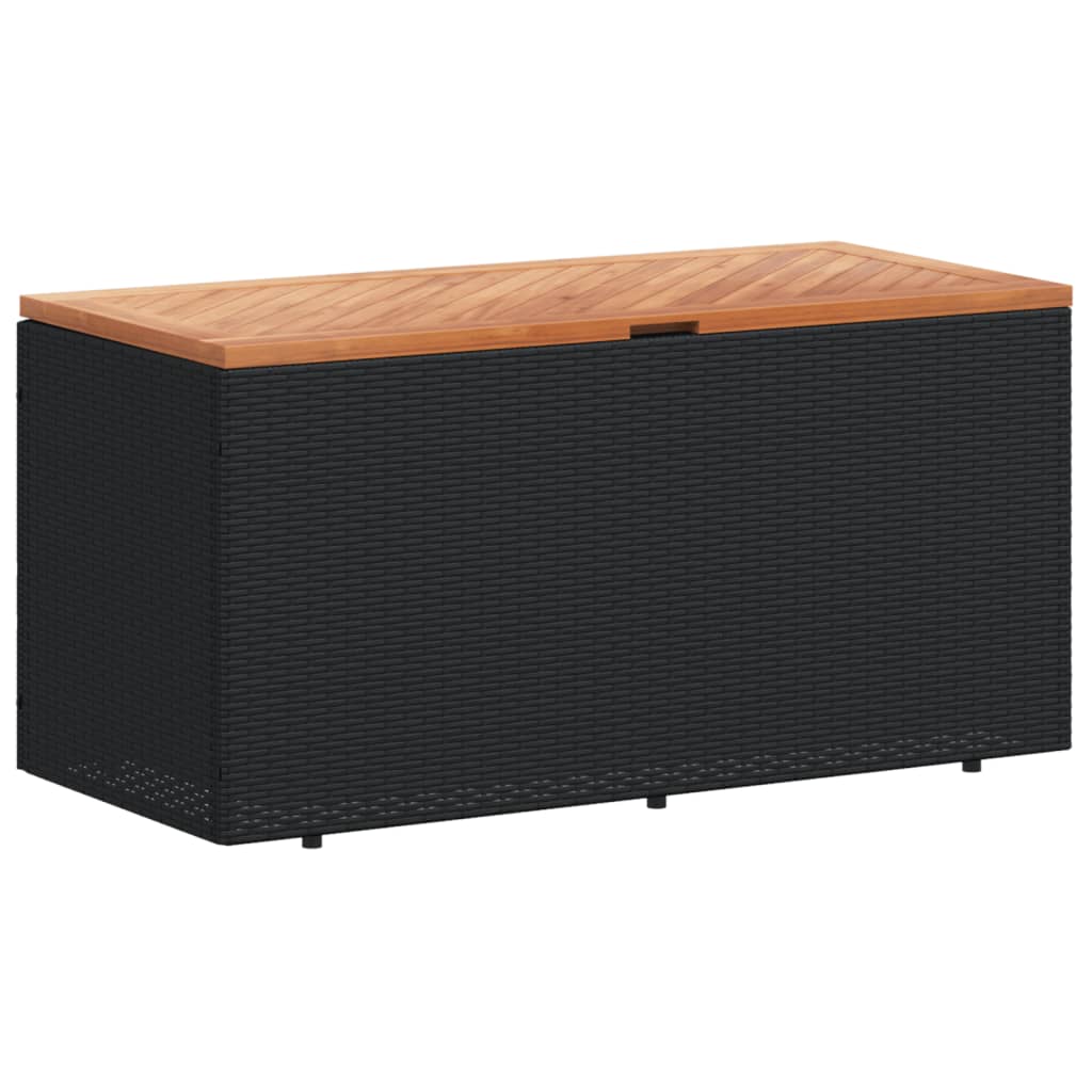 Tuinbox 110x50x54 cm poly rattan en acaciahout zwart