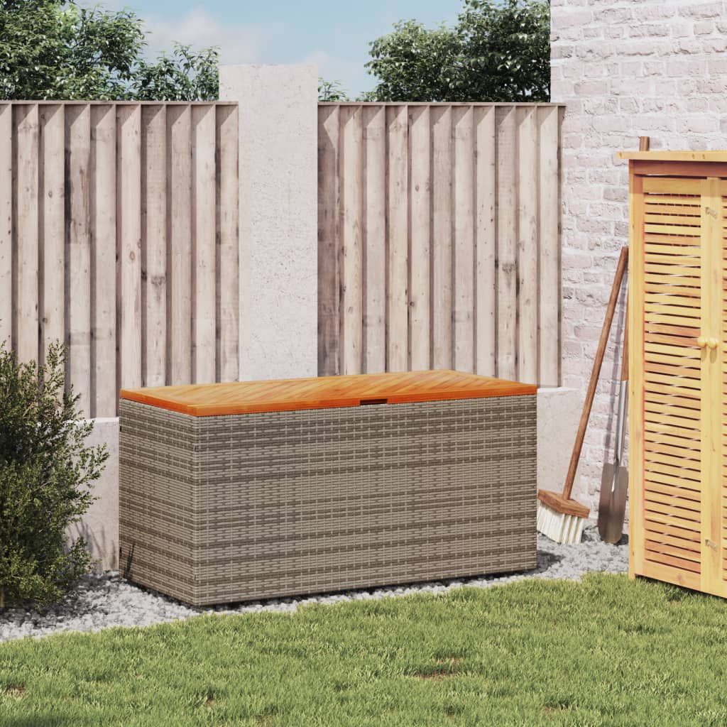 Tuinbox 110x50x54 cm poly rattan en acaciahout grijs