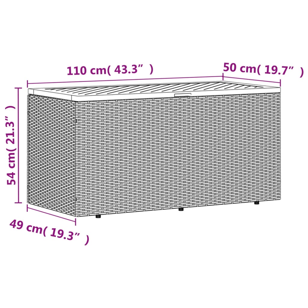 Tuinbox 110x50x54 cm poly rattan en acaciahout grijs