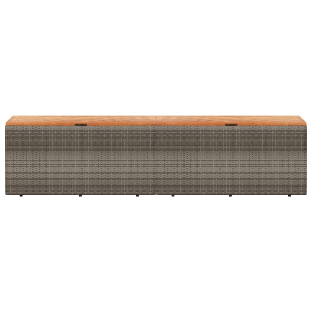 Tuinbox 220x50x54 cm poly rattan en acaciahout grijs