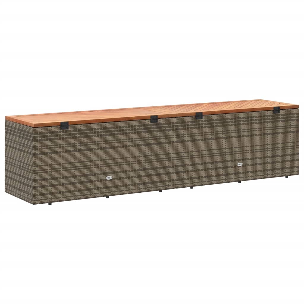 Tuinbox 220x50x54 cm poly rattan en acaciahout grijs