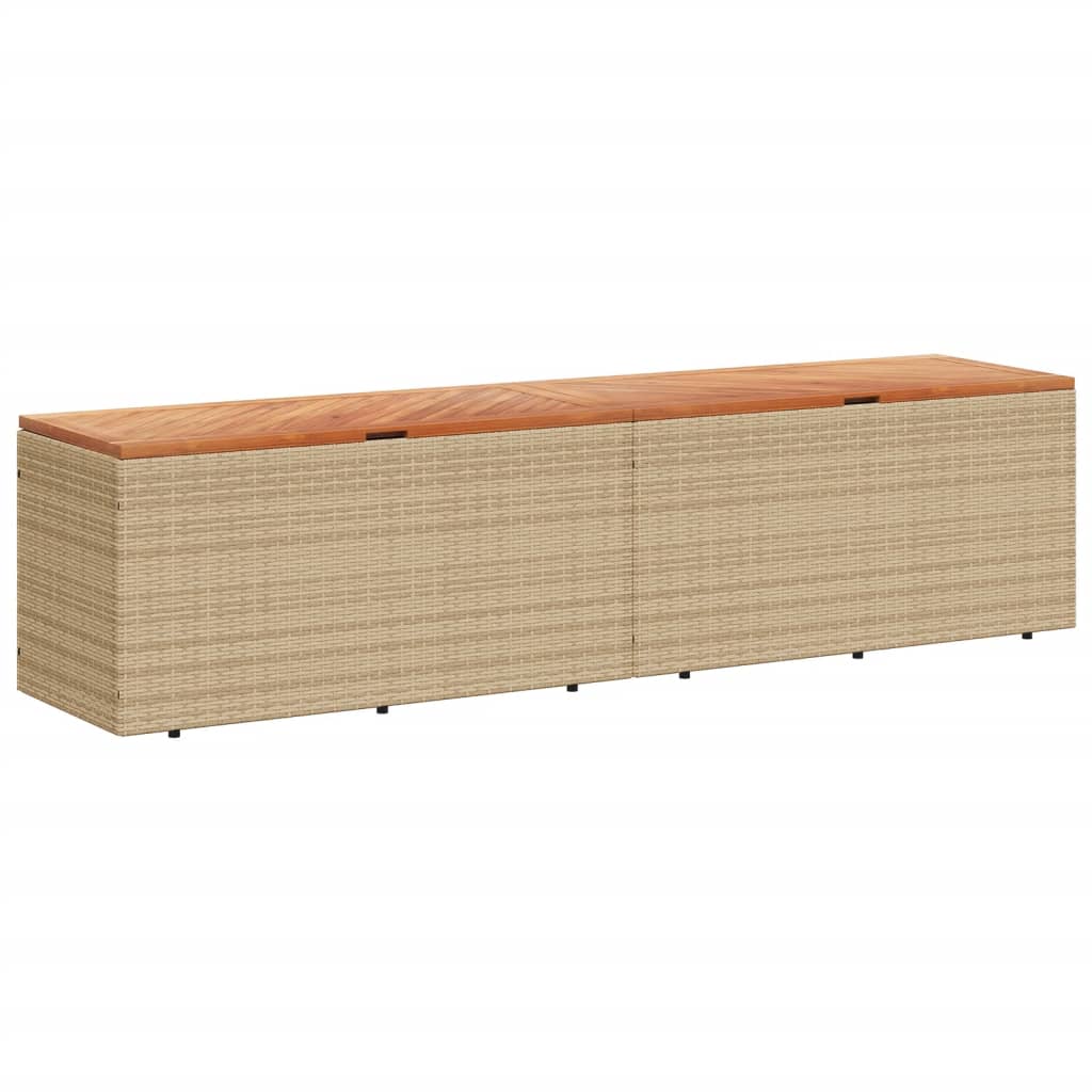 Tuinbox 220x50x54 cm poly rattan en acaciahout beige