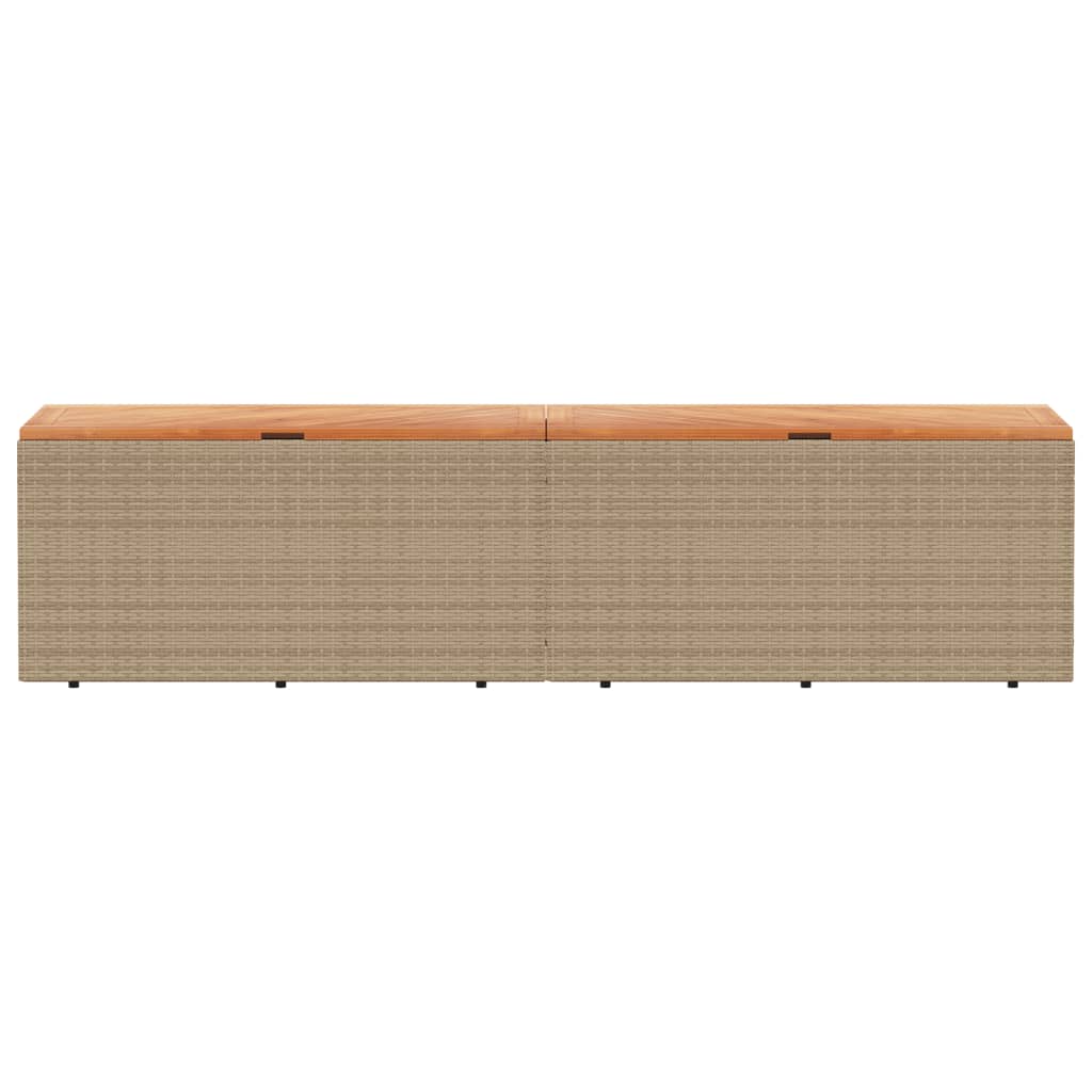 Tuinbox 220x50x54 cm poly rattan en acaciahout beige