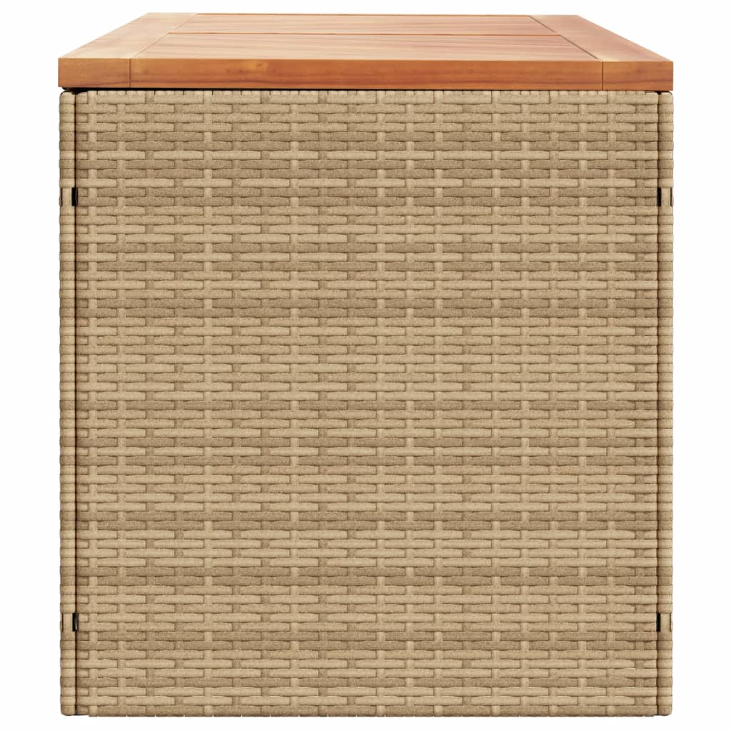 Tuinbox 220x50x54 cm poly rattan en acaciahout beige