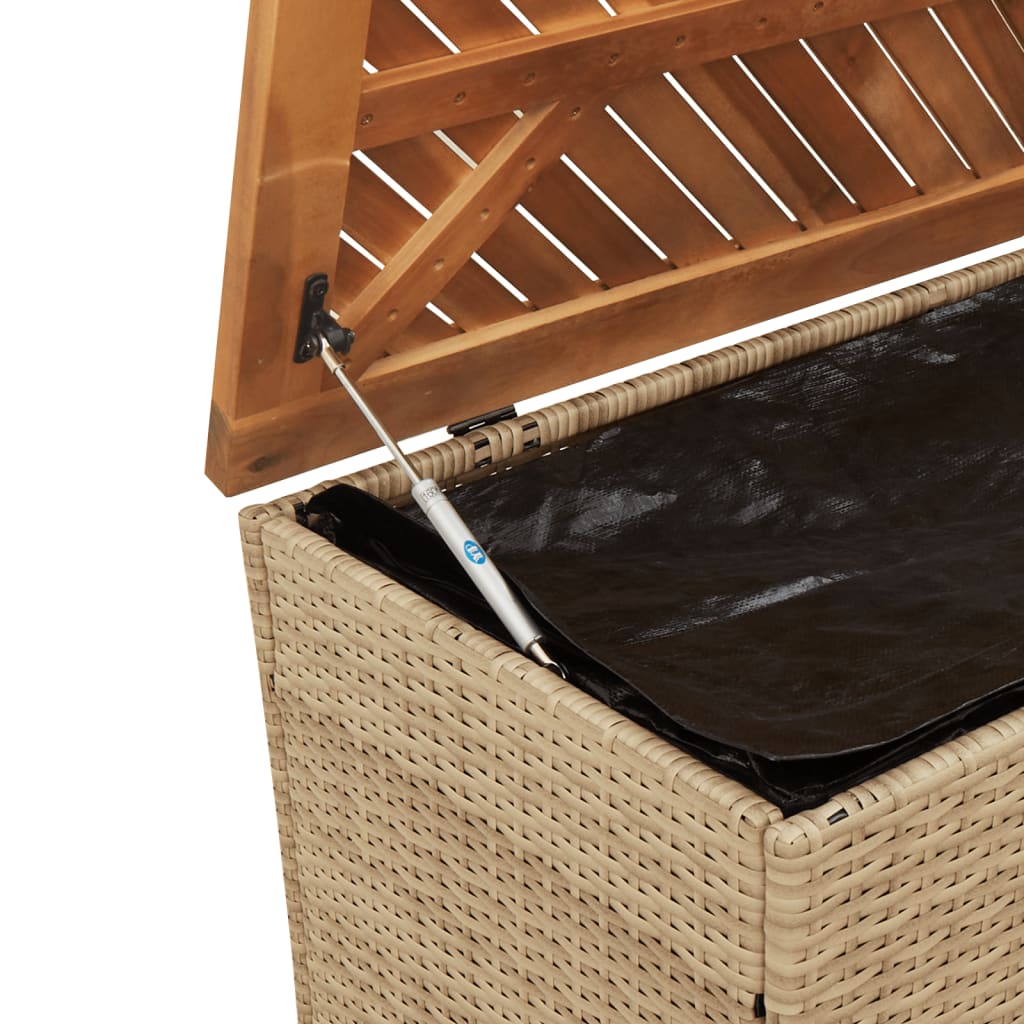 Tuinbox 220x50x54 cm poly rattan en acaciahout beige