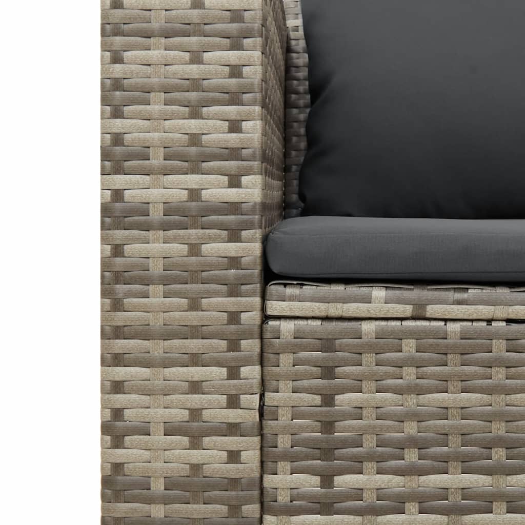 5-delige Loungeset met kussens poly rattan acacia grijs