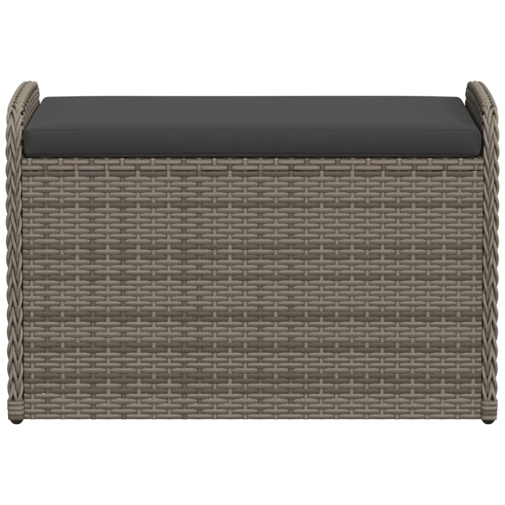 Opbergbankje Met Kussen Poly Rattan Grijs 80 x 51 x 52 cm