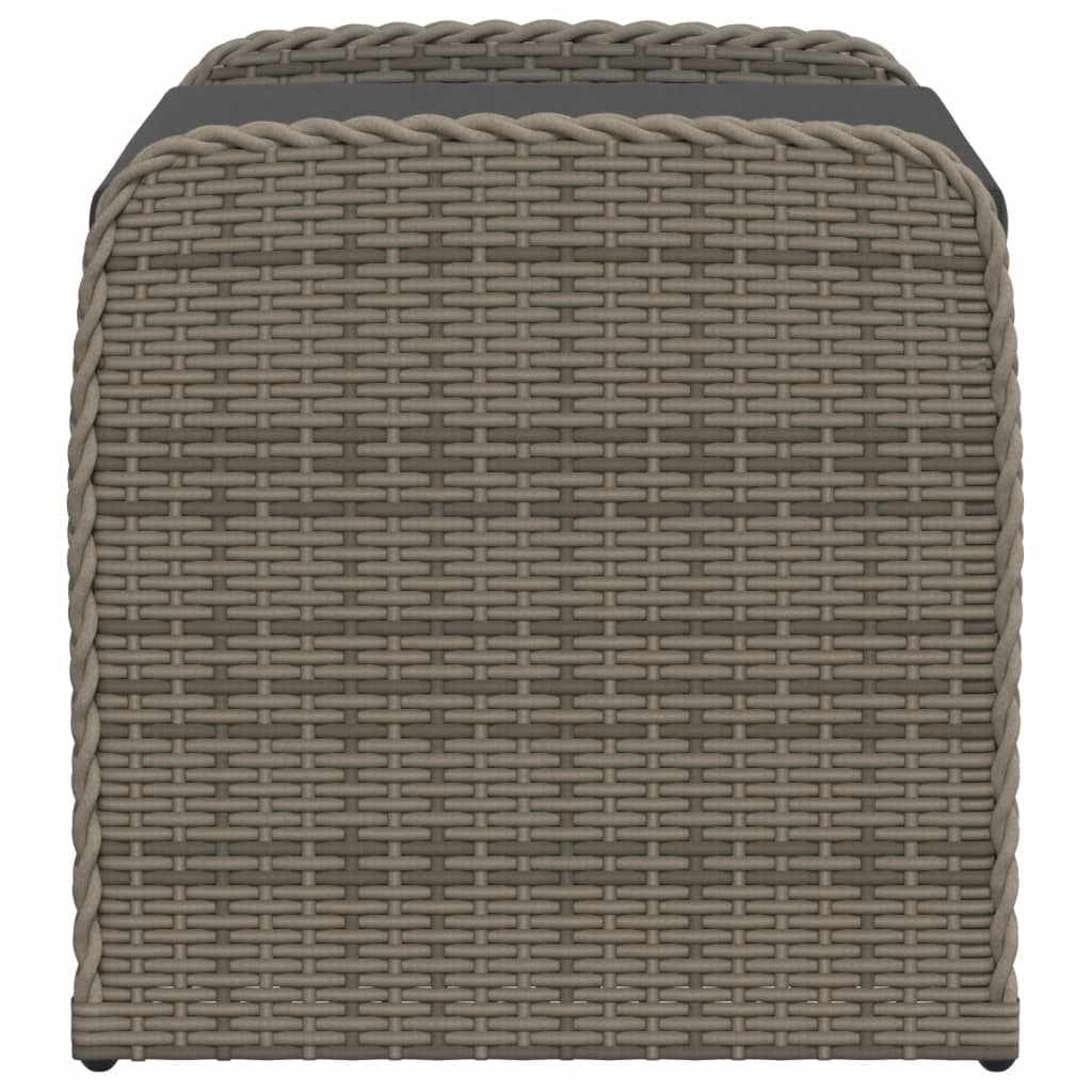 Opbergbankje Met Kussen Poly Rattan Grijs 80 x 51 x 52 cm