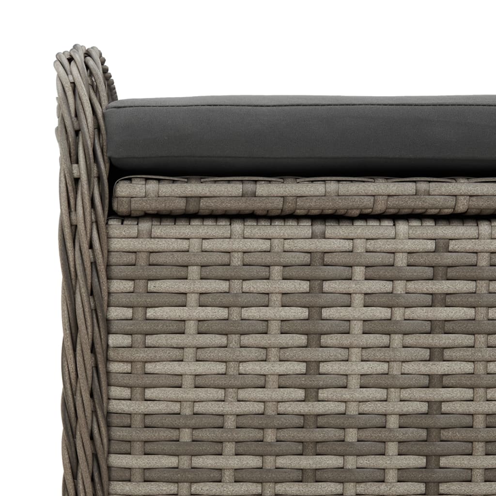 Opbergbankje Met Kussen Poly Rattan Grijs 80 x 51 x 52 cm