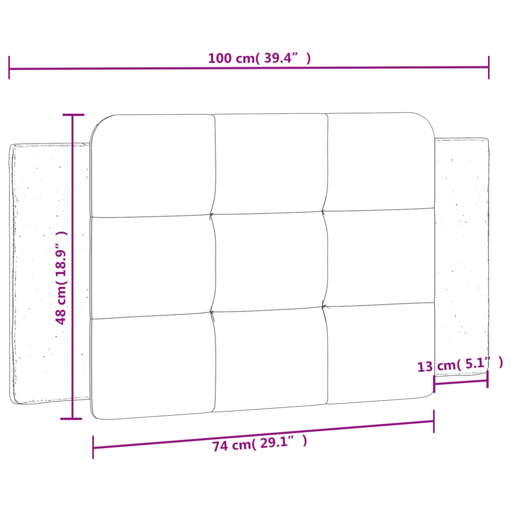 Hoofdbordkussen 100 cm kunstleer zwart en wit