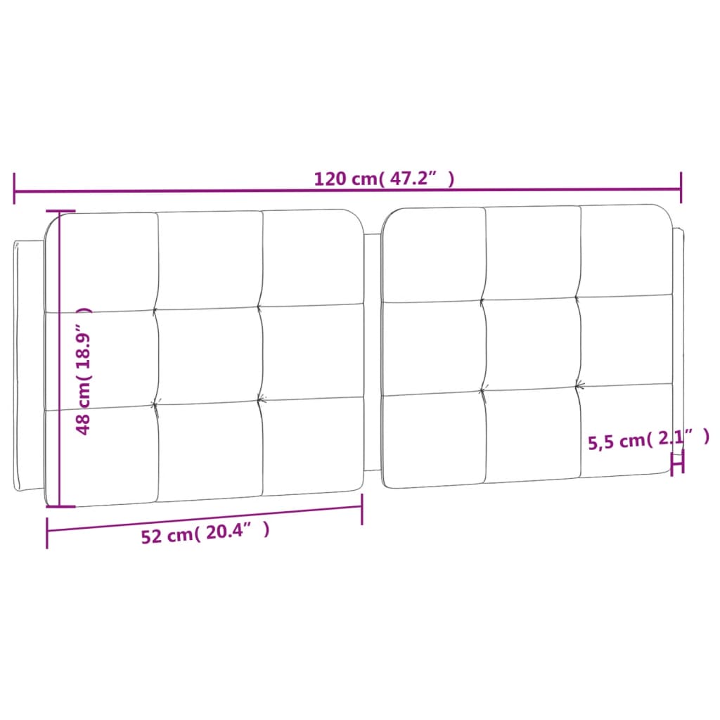 Hoofdbordkussen 120 cm kunstleer zwart en wit