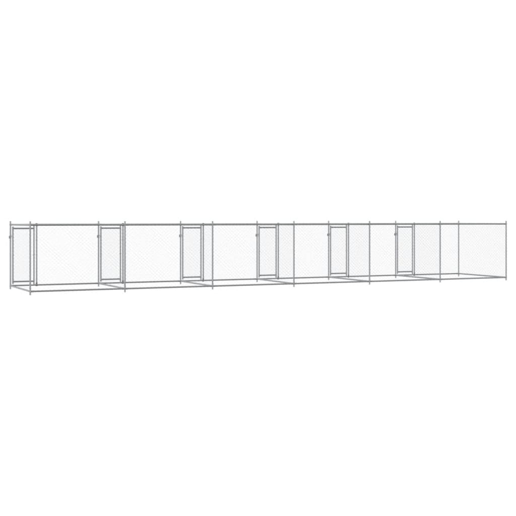 Hondenhok met deuren 12x2x1,5 m gegalvaniseerd staal grijs