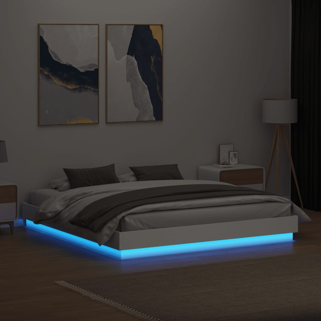 Bedframe Met Led-Verlichting Wit 180X200 Cm