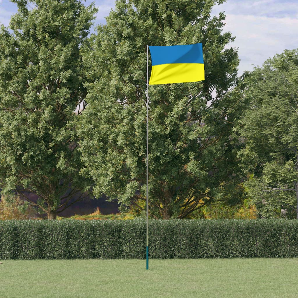 Vlag met vlaggenmast Oekraïne 5,55 m aluminium