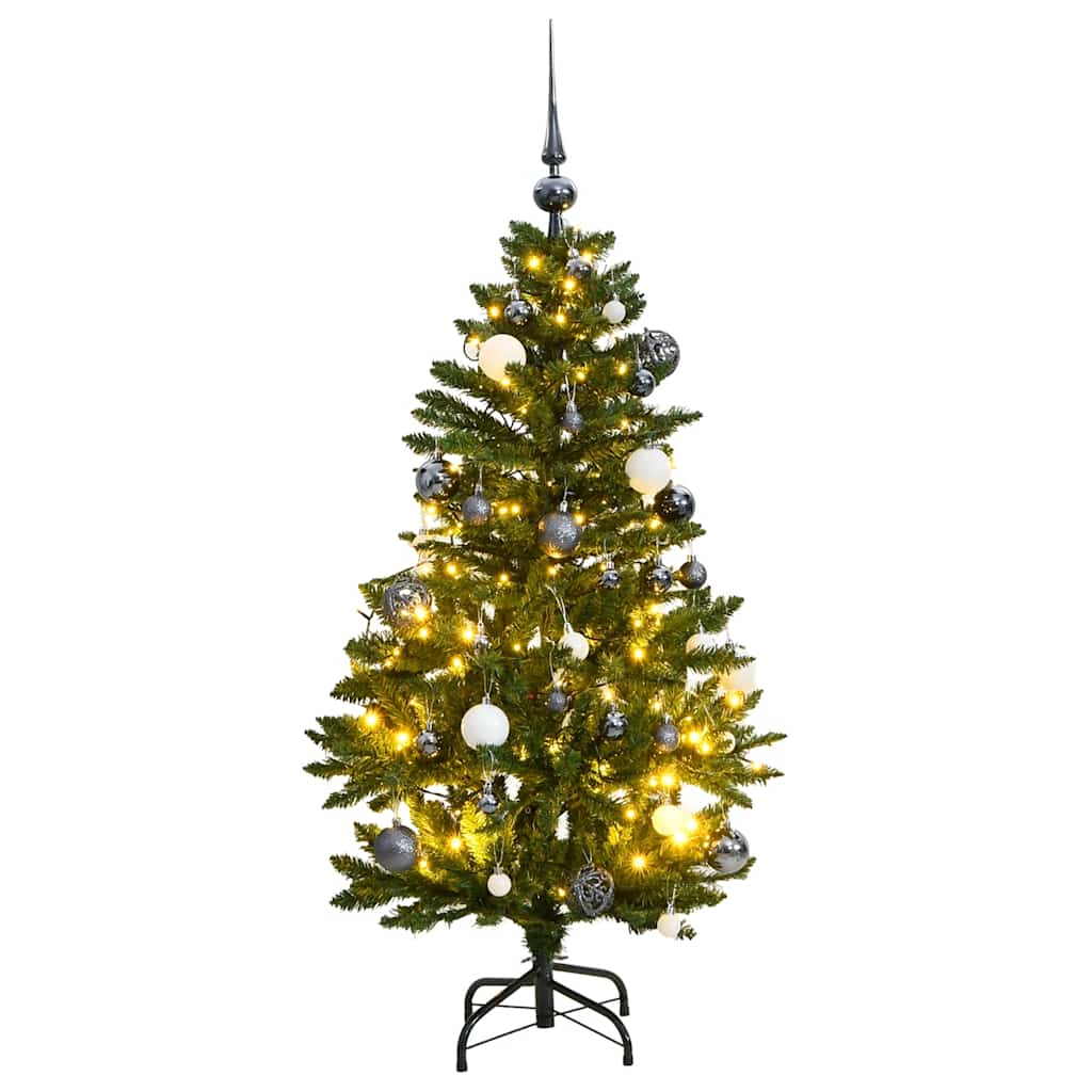 Kunstkerstboom met scharnieren 150 LED en kerstballen 120 cm