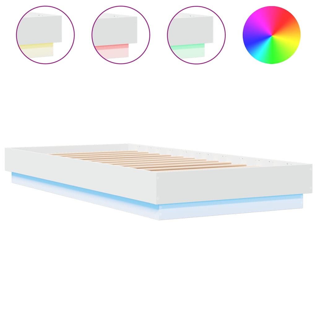 Bedframe Met Led-Verlichting Wit 100X200 Cm