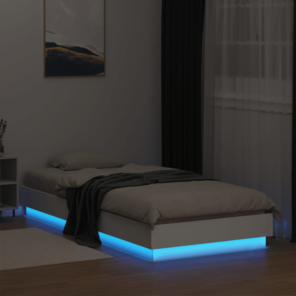 Bedframe Met Led-Verlichting Wit 100X200 Cm