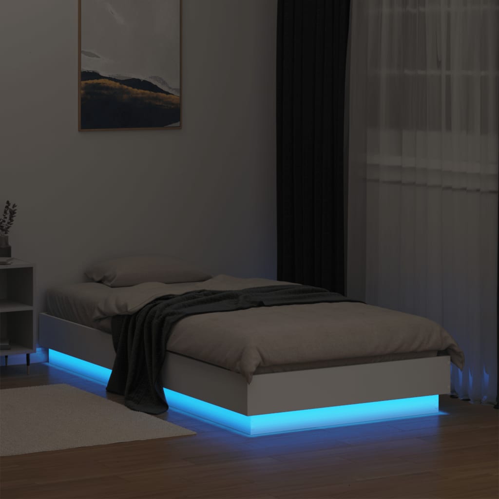 Bedframe Met Led-Verlichting Wit 75X190 Cm