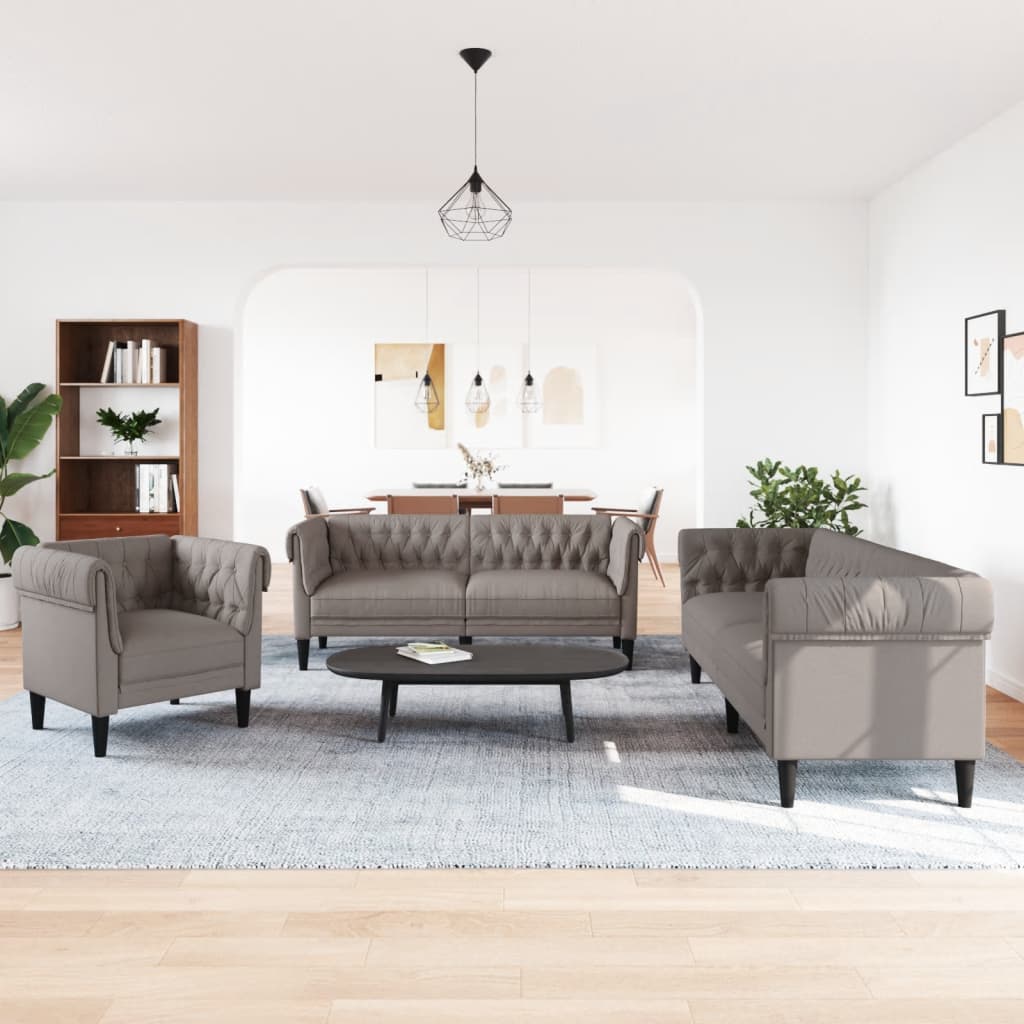 3-delige Loungeset stof taupe