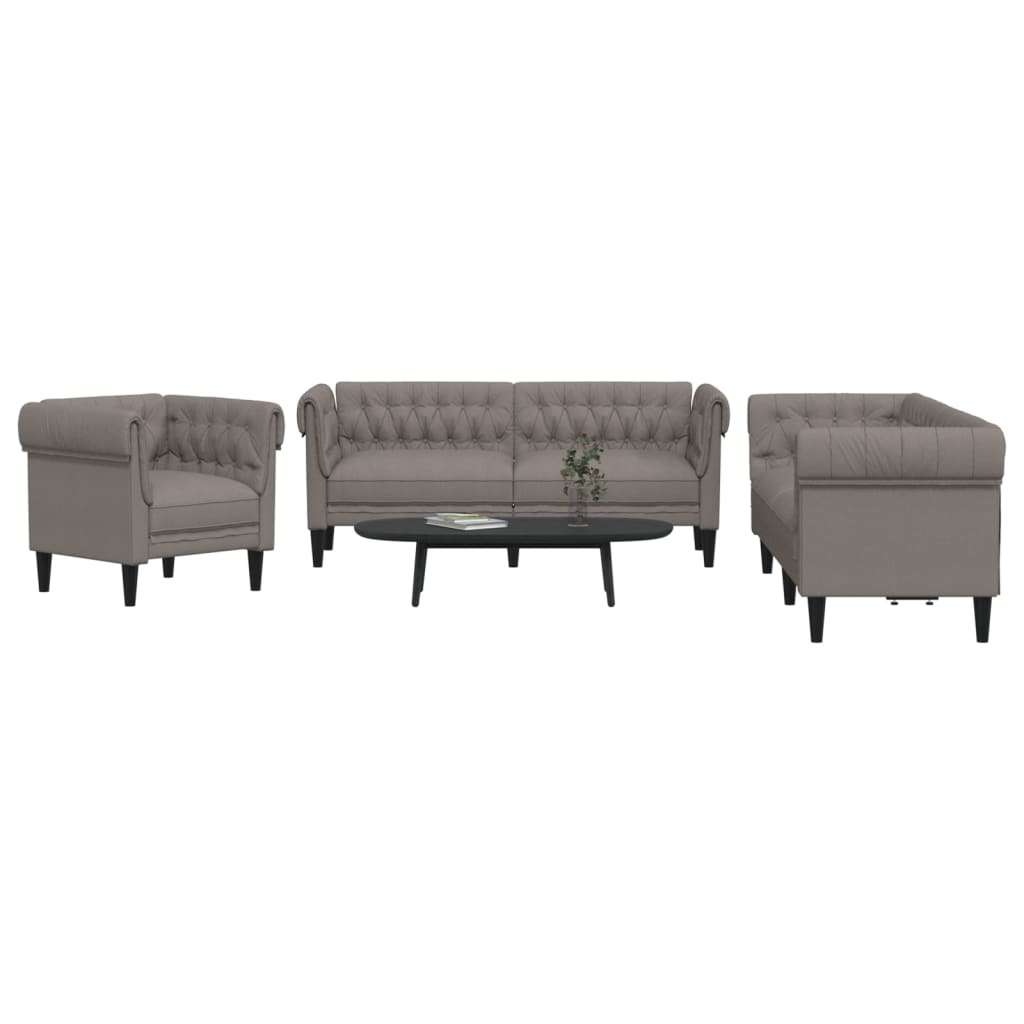 3-delige Loungeset stof taupe